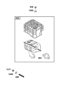 Exhaust Group Diagram and Parts List for 10R232-0127-H5 100000 - 19Z999 Briggs and Stratton Engine